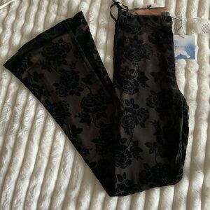 Revolve Majorelle Black Floral Velvet Pants